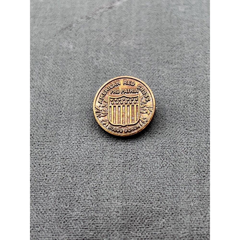 Vintage Pin American “Pro Patria” Blood Donor Copper Round Lapel Sterling Pin